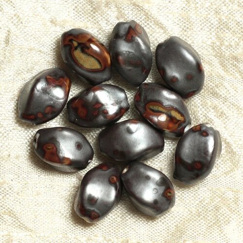 10pc - perles céramique grises olives 16mm   4558550020215