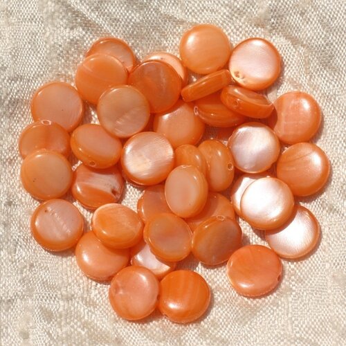 20pc - perles nacre palets 10mm orange   4558550020079