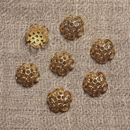 20pc - apprets coupelles métal or doré fleurs spirales ajouré 10x5mm - 4558550019394