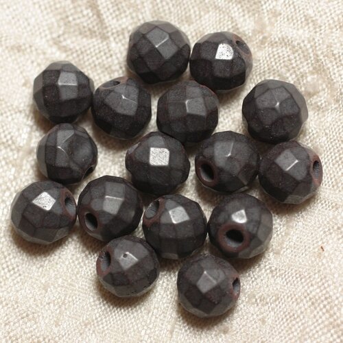 4pc - perles de pierre perçage 2.5mm - hématite mat boules facettées 10mm -  4558550019264