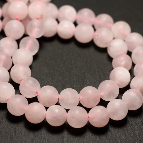 10pc - perles de pierre - quartz rose mat sablé givré boules 8mm - 4558550019158