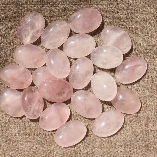 1pc - cabochon pierre quartz rose ovale 14x10mm rose clair transparent - 7427039741880