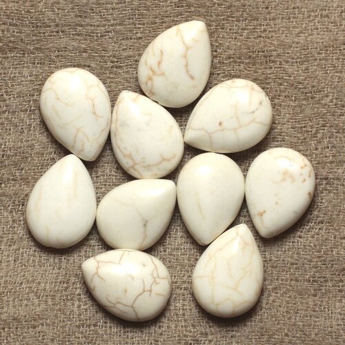 4pc - perles de pierre - magnésite gouttes plates 18x13mm   4558550012340