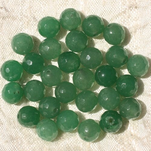 10pc - perles de pierre - jade boules facettées 8mm vert  4558550017437