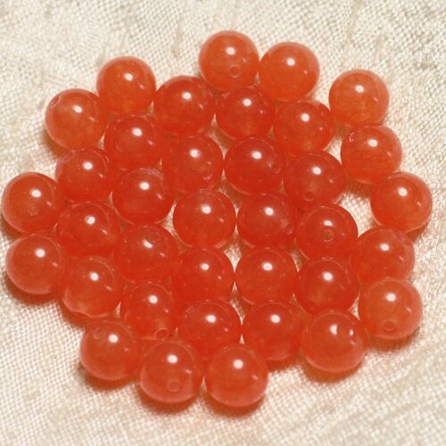 10pc - perles de pierre - jade boules 8mm orange capucine  4558550003461
