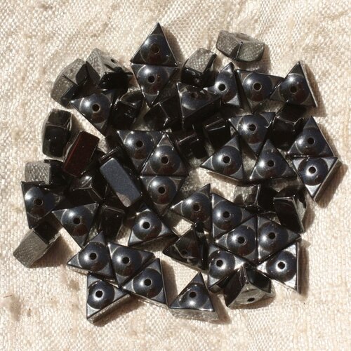 20pc - perles pierre - hématite rondelles triangles 8mm métal gris noir - 4558550017390