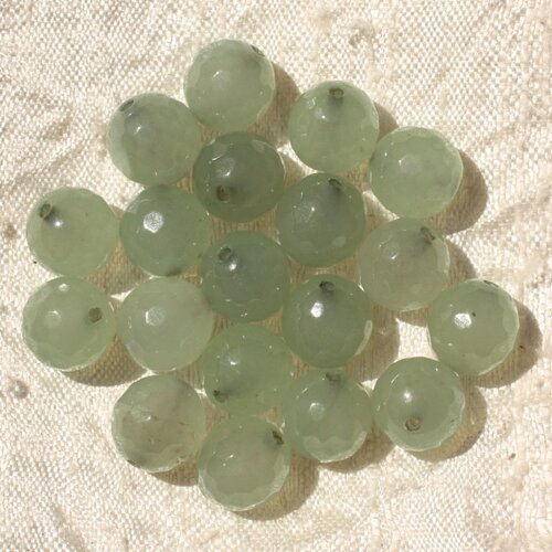 10pc - perles de pierre - jade boules facettées 10mm vert clair  4558550017345