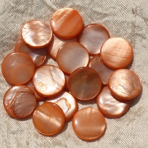 10pc - perles nacre palets 15mm orange   4558550017024
