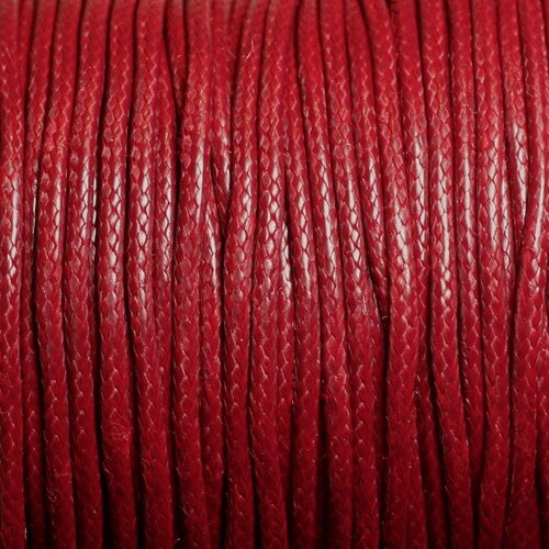 5 mètres - cordon coton ciré 2mm rouge - bordeaux   4558550101761
