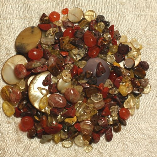 Lot mélange mix perles pierre et nacre 4-20mm multicolore