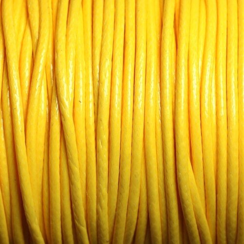 5 mètres - cordon coton ciré 2mm jaune  - 4558550016065