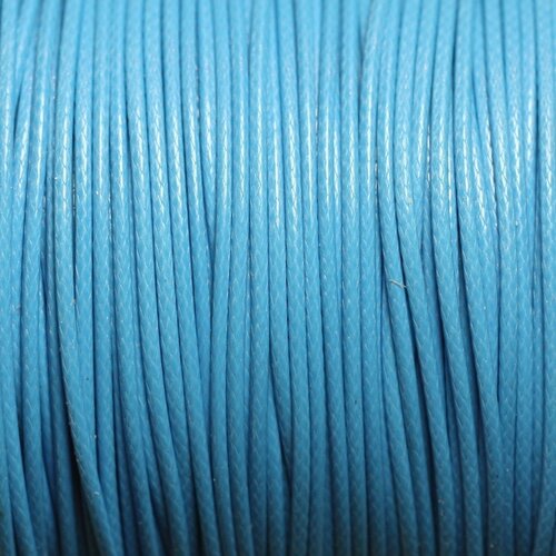 5 mètres - fil corde cordon coton ciré 1mm bleu turquoise azur - 4558550016058