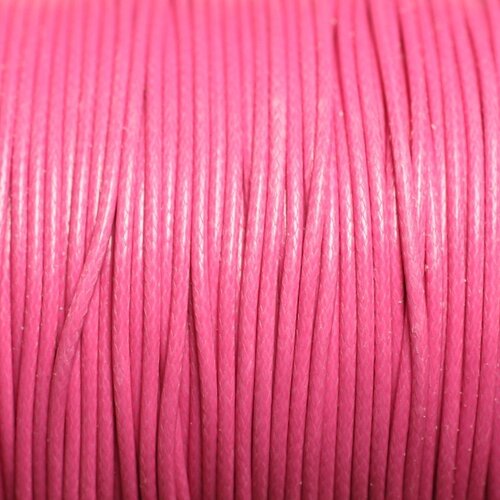 5 mètres - fil corde cordon coton ciré 1mm rose bonbon - 4558550016034
