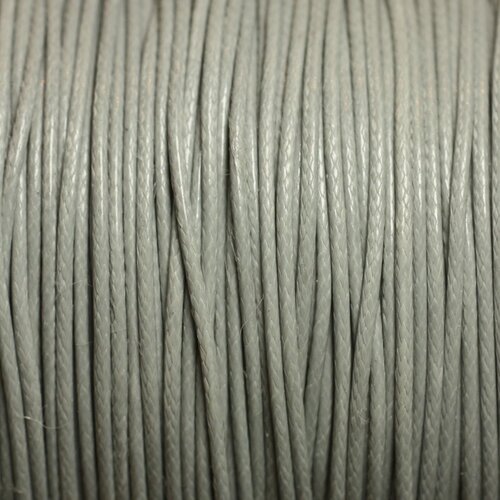 5 mètres - fil corde cordon coton ciré 1mm gris clair perle pastel - 4558550016003