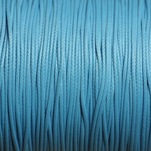 10 metres - fil corde cordon coton ciré 0.8mm bleu turquoise azur - 4558550015945