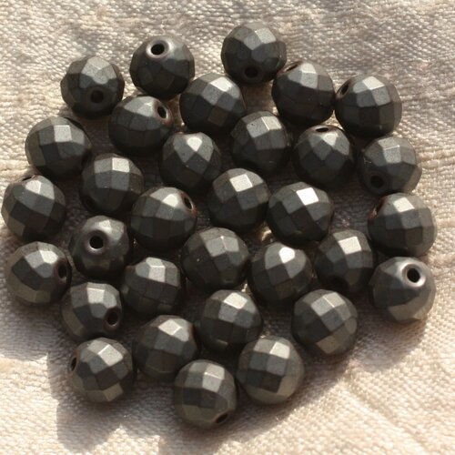 10pc - perles de pierre - hématite mat boules facettées 8mm   4558550015709