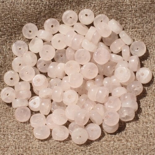 20pc - perles de pierre - quartz rose rondelles heishi 4x2mm - 4558550015679