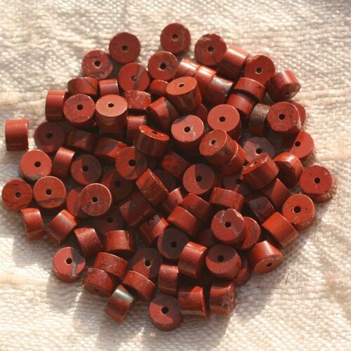 20pc - perles de pierre - jaspe rouge rondelles heishi 4x2mm - 4558550015655