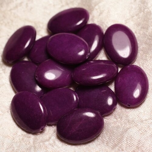1pc - perle de pierre - jade violette ovale 25x18mm   4558550015563