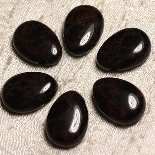 Pendentif goutte pierre semi précieuse - obsidienne mahogany foncée 25mm  4558550015419