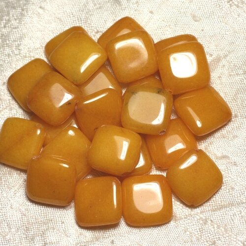 2pc - perles de pierre - jade jaune losanges 20mm   4558550015396