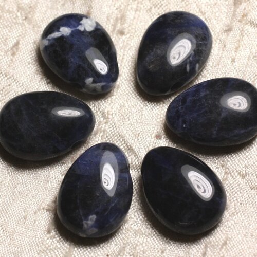 Pendentif pierre semi précieuse - sodalite goutte 25mm bleu noir blanc - 4558550015372