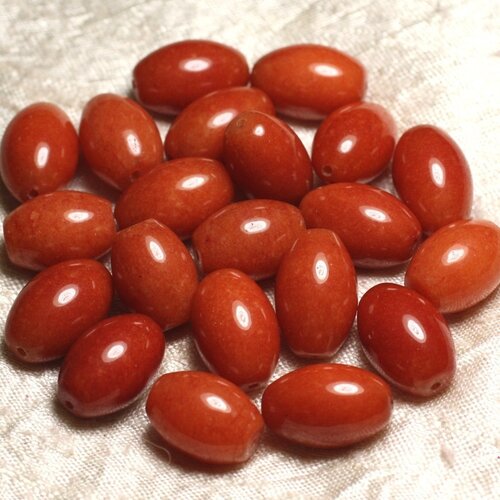 2pc - perles de pierre - jade orange olives 16x12mm   4558550014726