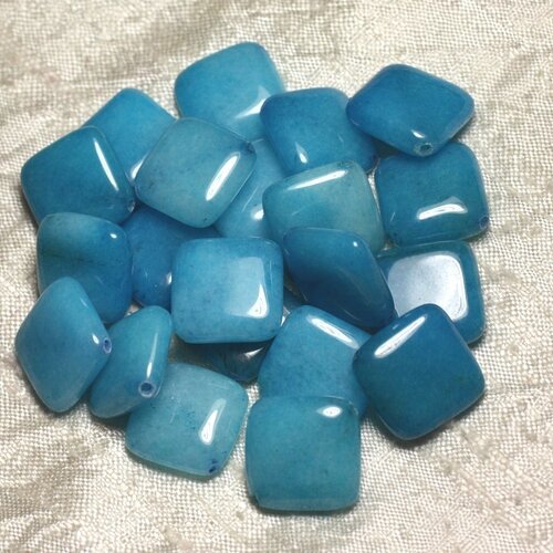 2pc - perles de pierre - jade bleue losanges 20mm   4558550015174