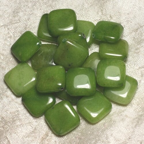 2pc - perles de pierre - jade verte losanges 20mm   4558550015167