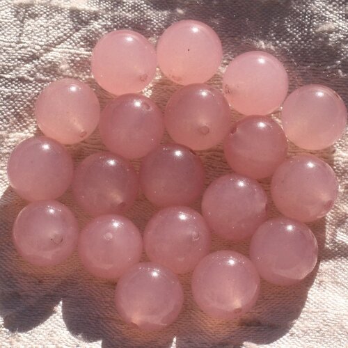 8pc - perles de pierre - jade boules 12mm rose clair   4558550015143