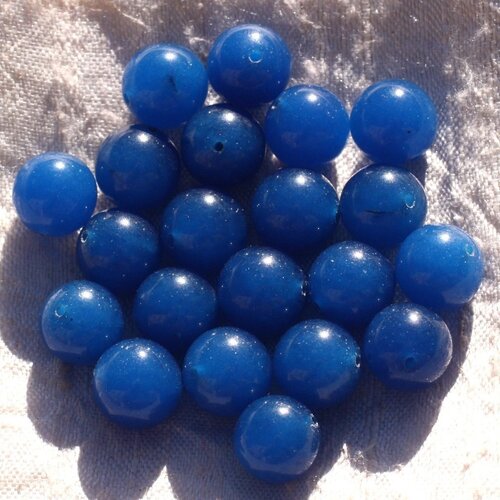 8pc - perles de pierre - jade boules 12mm bleu roi   4558550015020