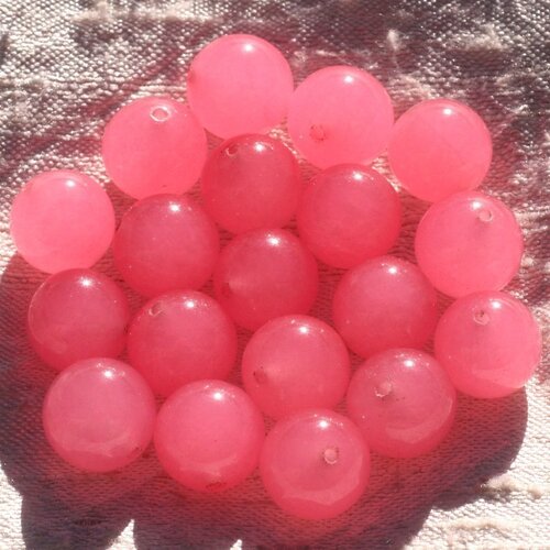 8pc - perles de pierre - jade boules 12mm rose   4558550014825