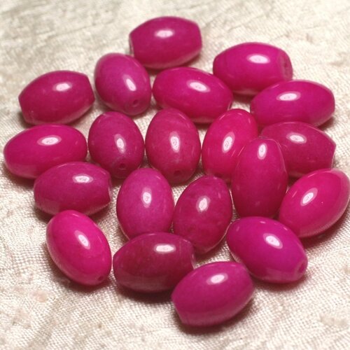 2pc - perles de pierre - jade rose fuchsia olives 16x12mm   4558550014719