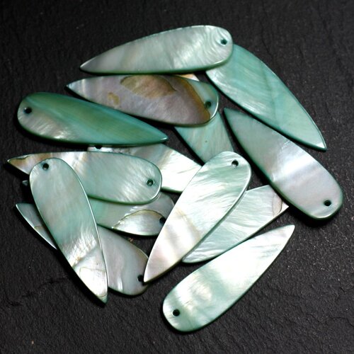 10pc - perles breloques pendentifs nacre gouttes 35mm vert turquoise - 4558550014696