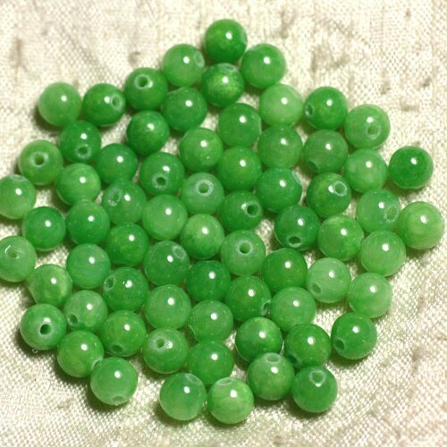 20pc -  perles pierre - jade boules 6mm vert pomme fluo - 4558550014603