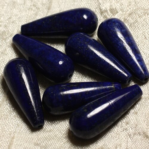 1pc - perle de pierre - lapis lazuli longue goutte ronde 30x12mm  4558550014160