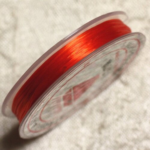 Bobine 10 metres env - fil elastique fibre 0.8-1mm orange rouge - 4558550014078