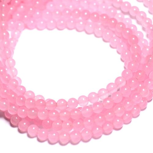 Fil 39cm 85pc environ - perles pierre - jade boules 4mm rose bonbon - 4558550006462