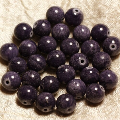 10pc - perles de pierre - jade bleu violet indigo 10mm   4558550013972