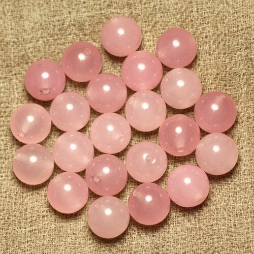10pc - perles de pierre - jade boules 10mm rose clair  4558550005809