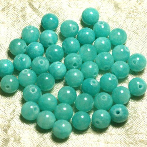 10pc - perles pierre jade boules 8mm bleu vert turquoise