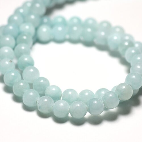 20pc - perles de pierre - jade boules 6mm bleu clair turquoise pastel - 4558550013828