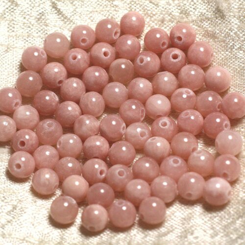 20pc - perles pierre - jade boules 6mm rose peche corail saumon pastel