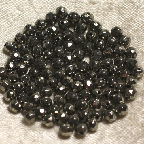 10pc - perles de pierre - pyrite dorée boules facettées 4mm   4558550013712