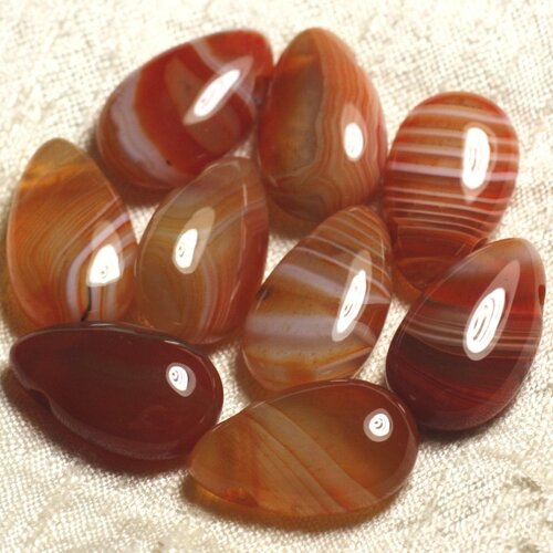 1pc - pendentif pierre semi précieuse - agate goutte 25x15mm rouge orange jaune blanc - 4558550013569