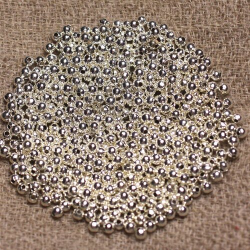500pc environ - perles métal argenté qualité boules 2mm   4558550013330