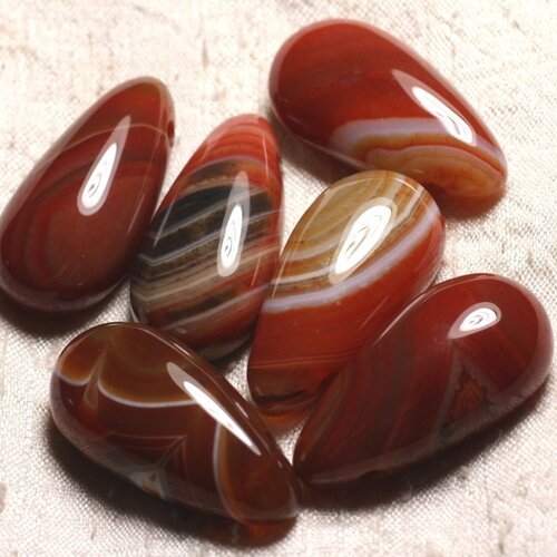1pc - pendentif pierre semi précieuse - agate rouge orange goutte 40mm   4558550013293