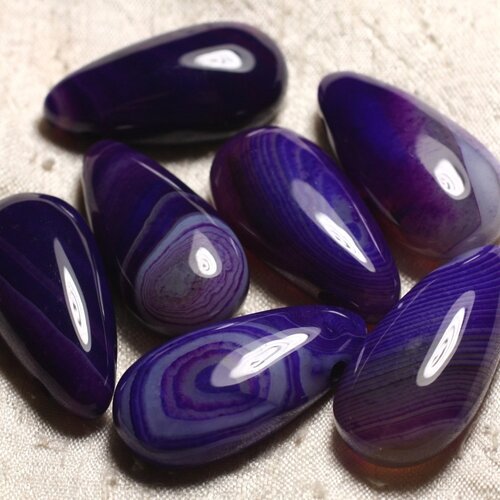 1pc - pendentif pierre semi précieuse - agate violette goutte 40mm   4558550013286