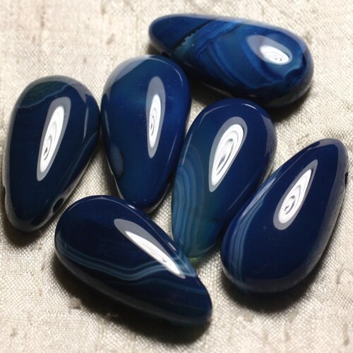 1pc - pendentif pierre semi précieuse - agate bleue goutte 40mm   4558550013279