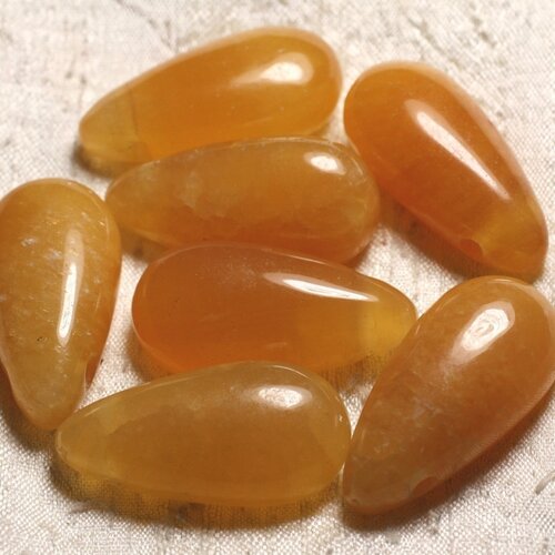 1pc - pendentif pierre semi précieuse - calcite jaune orange goutte 40mm   4558550013194